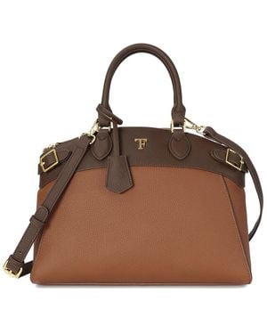 Tiffany & Fred Paris Grained Leather Top-Handle Satchel - Brown