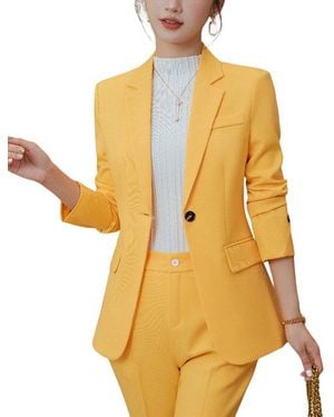 Bossy Chic 2Pc Blazer & Pant Set - Yellow