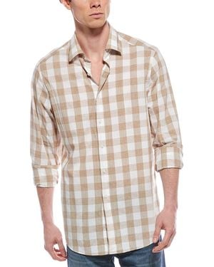 Scott Barber Riviera Poplin Buffalo Plaid Shirt - White