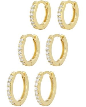 Glaze Jewelry 14k Over Silver Cz Triple Hoops - Metallic