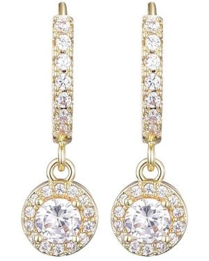Adornia 14K Plated Cz Halo Drop Huggie Hoop Earrings - White