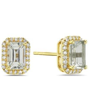 Forever Creations USA Inc. Forever Creations 14k 1.23 Ct. Tw. Diamond & Aquamarine Halo Earrings - Metallic