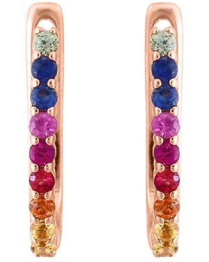 Effy Fine Jewelry Rose Plated 0.26 Ct. Tw. Diamond & Multi Sapphire Earrings - Pink