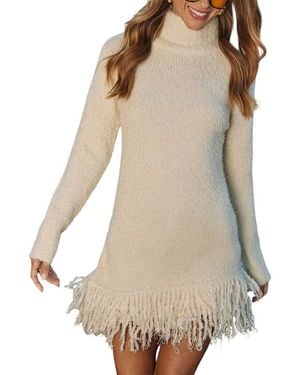 Luna Tuccini Wool-Blend Sweaterdress - Natural
