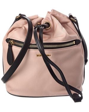 Burberry Drawstring Nylon Bucket Bag - Pink