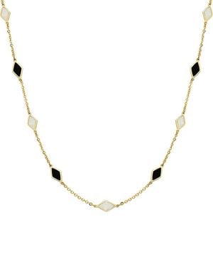 Italian Gold 14K Gemstone Station Layered Necklace - Natural