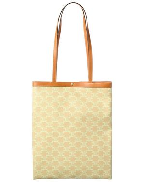 Celine Triomphe Medium Canvas & Leather Tote - Yellow