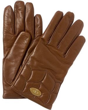 Mulberry Softie Cashmere-Lined Leather Gloves - Brown