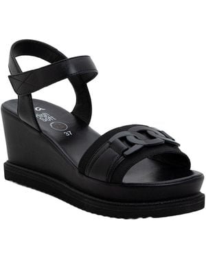 Ara Palmdale Leather Wedge Sandal - Black