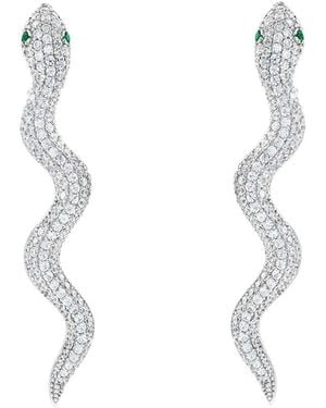 Suzy Levian CZ Jewelry Suzy Levian Cz Wild Snake Earrings - White