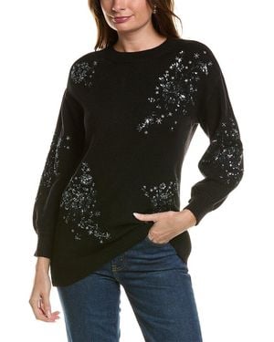 Anne Klein Floral Sequin Tunic - Black