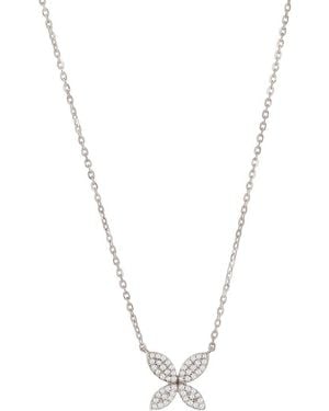Suzy Levian 14K 0.09 Ct. Tw. Diamond Marquise Flower Necklace - Metallic