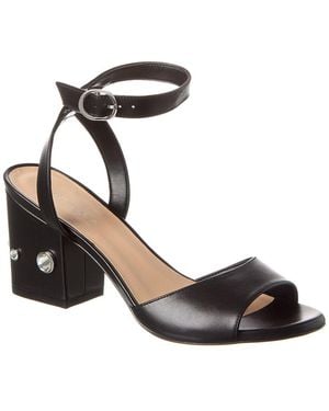 Stuart Weitzman Allshine Block 75 Leather Sandal - Black