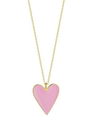 Sphera Milano 14k Over Silver Heart Necklace - Pink