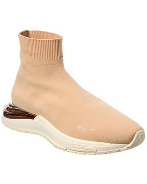 Ferragamo Ninette Knit Sock Trainer - Natural