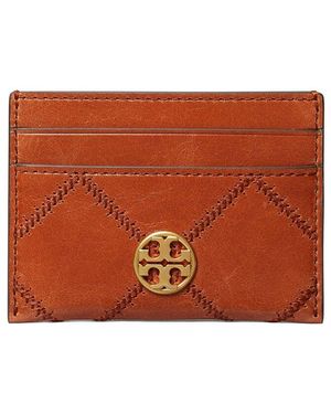 Tory Burch Willa Glazed Slim Leather Card Case - Orange