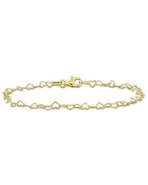 Italian Silver Heart Link Bracelet - White