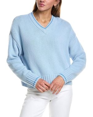 Rowing Blazers Callie V Neck Wool & Cashmere-Blend Jumper - Blue