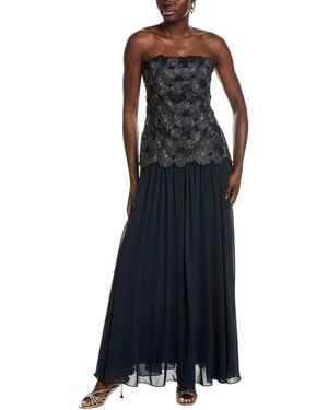 Badgley Mischka Lace Georgette Combo Gown - Black