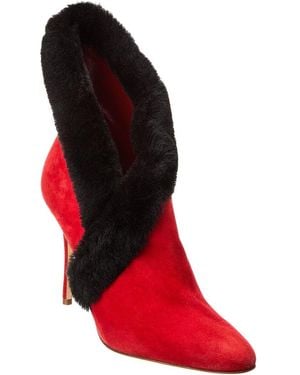 Manolo Blahnik Nestanu 105 Suede Boot - Red