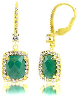 MaxColor 18K Over 6.20 Ct. Tw. Emerald Dangle Earrings - White