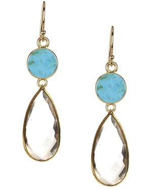 Liv Oliver 18K Plated Quartz, Earrings - Blue