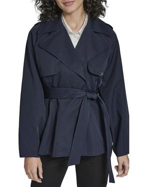 KARL LAGERFELD Short Flared Trench Coat - Blue