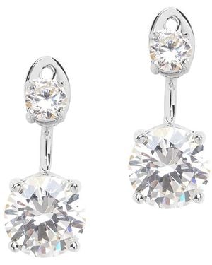 Sterling Forever Silver Cz Brilliant Jacket Earrings - White