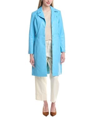 Badgley Mischka Single-Breasted Sleek Cut Trench Coat - Blue