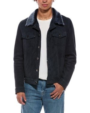 Isaia Suede Trucker Jacket - Blue