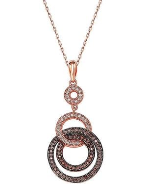 Suzy Levian CZ Jewelry Suzy Levian Rose Plated Cz Circle Loop Necklace - White