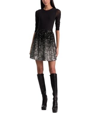Alice + Olivia Chara Embellished Linen-Blend Party Dress - Black