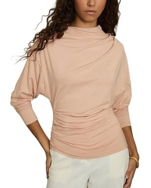 Reiss Daisy Drape Long Sleeve T-Shirt - Natural