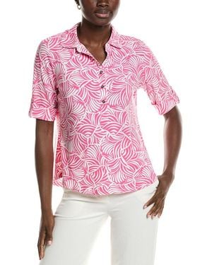 Jones New York Elbow Roll Cuff Polo Shirt - Pink
