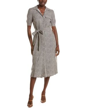 Nicole Miller Jade Linen-Blend Midi Dress - Grey