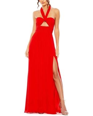 Mac Duggal Ruched Flowy Gown - Red