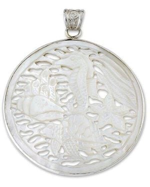 Samuel B. Pearl Carved Sea Creature Pendant - White