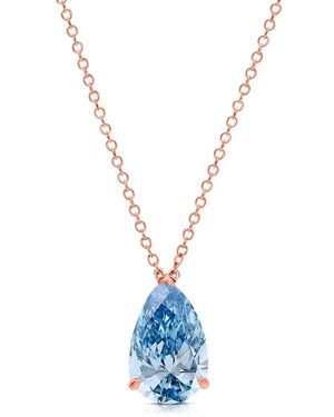 Amairah 14K Rose 2.00 Ct. Tw. Lab-Grown Diamond Solitaire Pendant Necklace - Blue