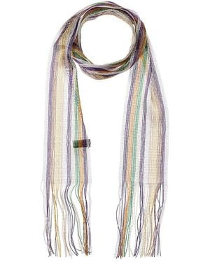 Saachi Lurex Stripe Skinny Scarf - White