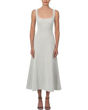 Carolina Herrera Square Neck Button Front Midi Dress - Gray