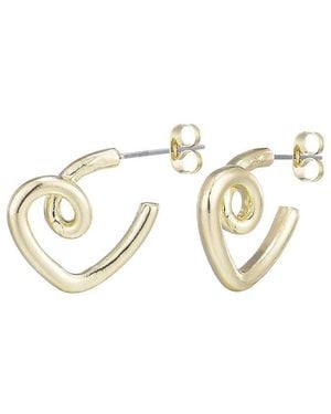 Adornia Plated Crystal Lined Heart Hoop Earrings - Metallic