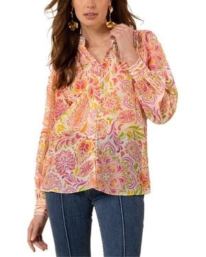 Hale Bob Calliope Silk-Blend Blouse - Red