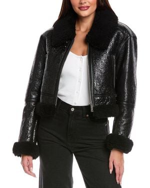 MICHAEL Michael Kors Cropped Shearling Jacket - Black