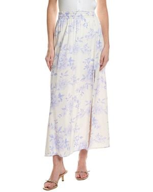 Saltwater Luxe Linen-Blend Floral Midi Skirt - White
