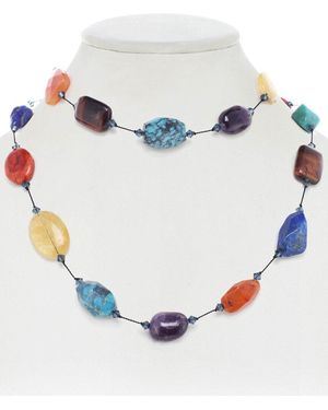 Margo Morrison Large Multi-Stone Toggle Necklace - Blue