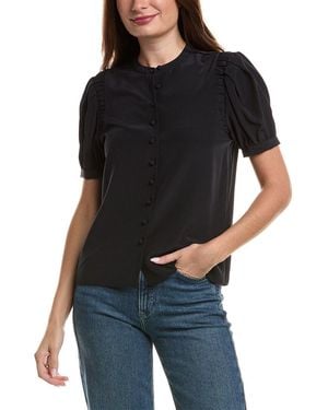 FRAME Frame The Gathered Silk Top - Black
