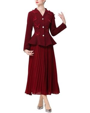 Kaimilan 2Pc Blazer & Skirt Set - Red