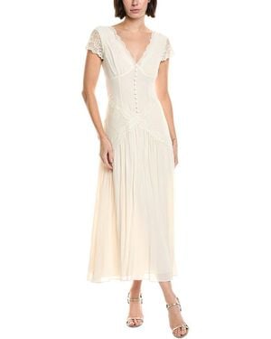 Femme Society Lace & Pintuck Midi Dress - Natural