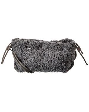 Brunello Cucinelli Wool & Leather Pouchette - Grey