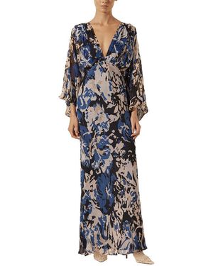 Shona Joy Olea Plunge Balloon Sleeve Maxi Dress - Multicolour